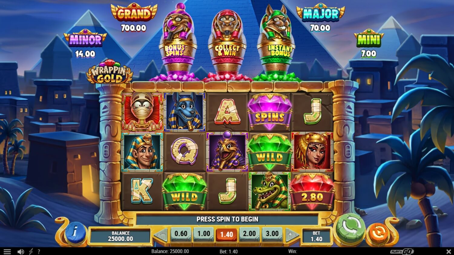 Golden Pharaoh Slot Game Interface