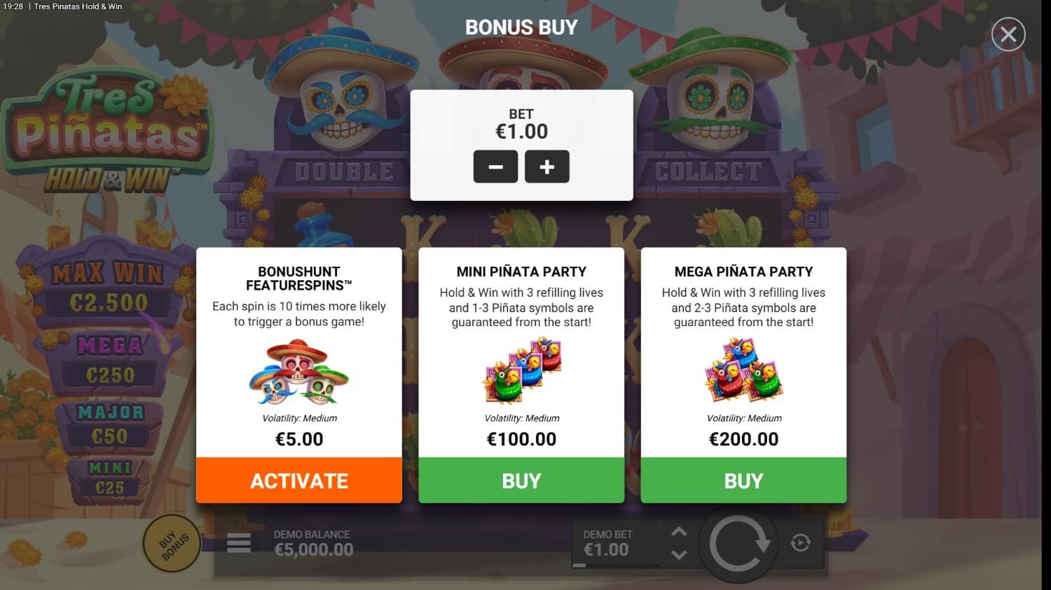 Tres Piñatas Hold & Win
